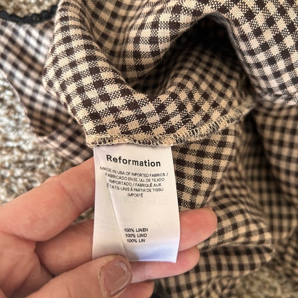 Reformation Black and Brown Checkered Midi Dress - Picture 4 of 9